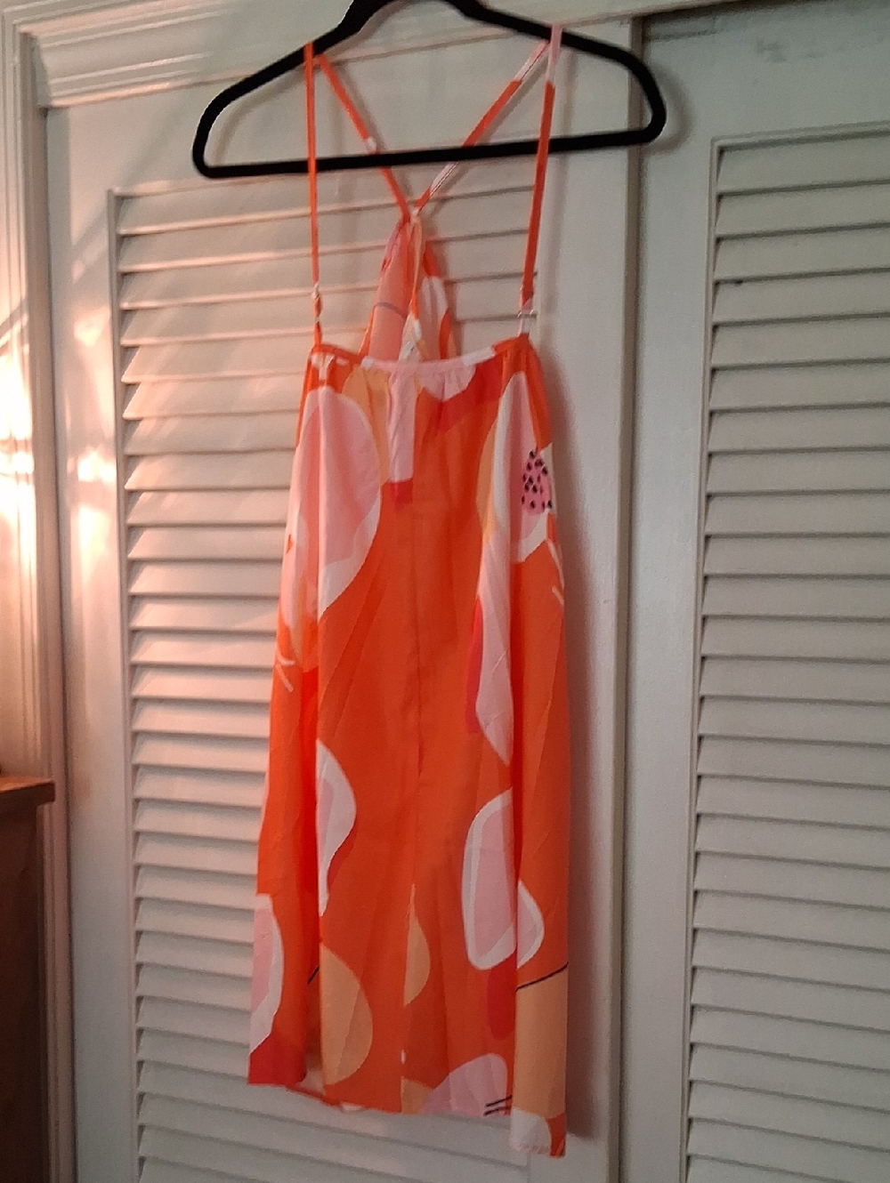 NWOT - No Brand Bright Orange Abstract Print Slip Dress